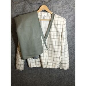 En Avance Skirt Suit Womens 10 Plaid Blazer Jacket Pencil Career Set Made in USA